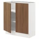 SEKTION Base cabinet with shelves/2 doors, white/Tistorp brown walnut effect, 30x15x30 "
