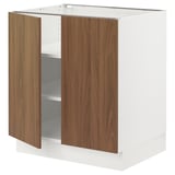 SEKTION Base cabinet with shelves/2 doors, white/Tistorp brown walnut effect, 30x24x30 "