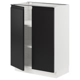 SEKTION Base cabinet with shelves/2 doors, white/Upplöv matte anthracite, 24x15x30 "