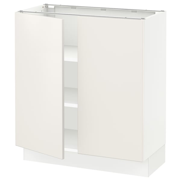 SEKTION Base cabinet with shelves/2 doors, white/Veddinge white, 30x15x30 "