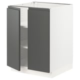SEKTION Base cabinet with shelves/2 doors, white/Voxtorp dark gray, 24x24x30 "