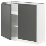 SEKTION Base cabinet with shelves/2 doors, white/Voxtorp dark gray, 36x15x30 "