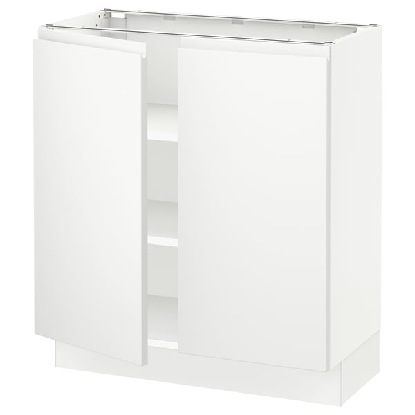 SEKTION Base cabinet with shelves/2 doors, white/Voxtorp matte white, 30x15x30 "