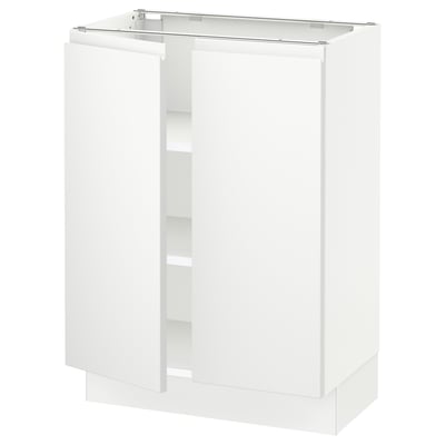 SEKTION Base cabinet with shelves/2 doors, white/Voxtorp matte white, 24x15x30 "