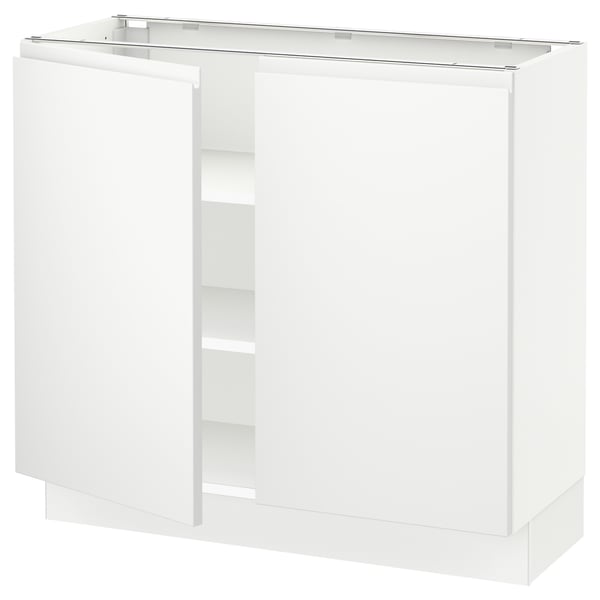 SEKTION Base cabinet with shelves/2 doors, white/Voxtorp matte white, 36x15x30 "
