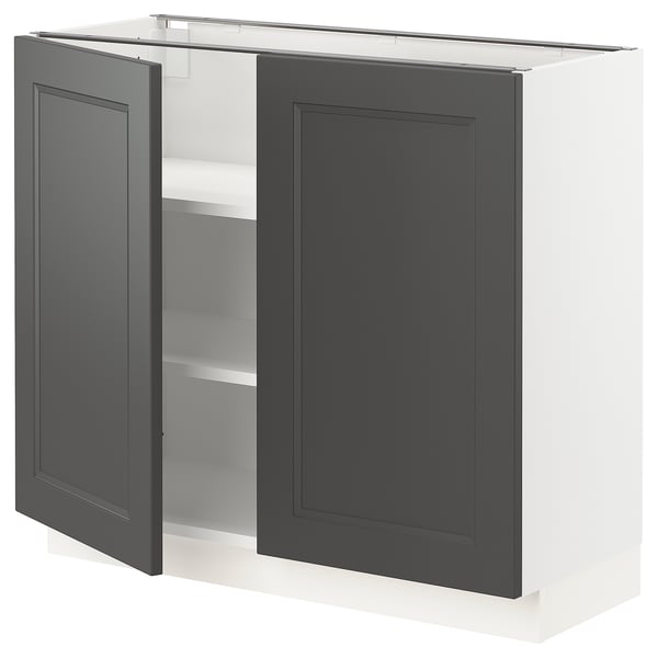 SEKTION Base with shelves/2 doors white, Axstad dark gray IKEA