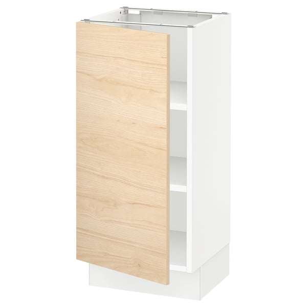 SEKTION Base cabinet with shelves, white/Askersund light ash effect, 15x15x30 "