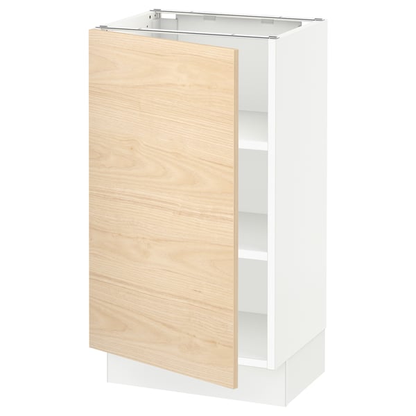 SEKTION Base cabinet with shelves, white/Askersund light ash effect, 18x15x30 "