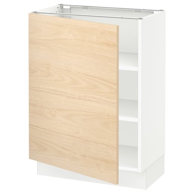SEKTION Base cabinet with shelves, white/Askersund light ash effect, 24x15x30 "
