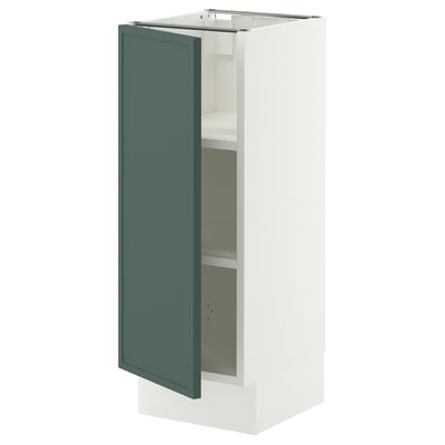 SEKTION Base cabinet with shelves, white/Aspudden dark gray-green, 12x15x30 "