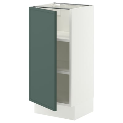 SEKTION Base cabinet with shelves, white/Aspudden dark gray-green, 15x15x30 "