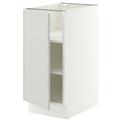 SEKTION Base cabinet with shelves, white/Aspudden light gray, 15x24x30 "