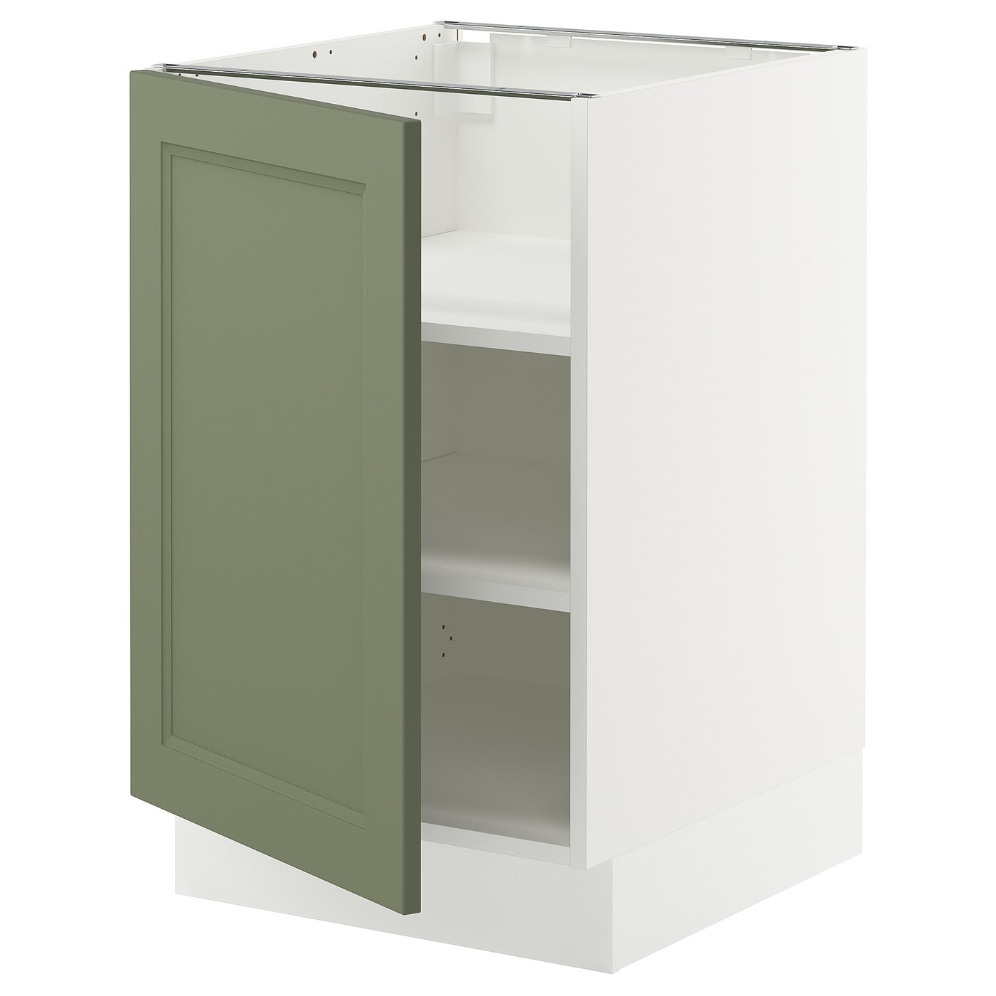 SEKTION base cabinet with shelves, white/Axstad gray-green