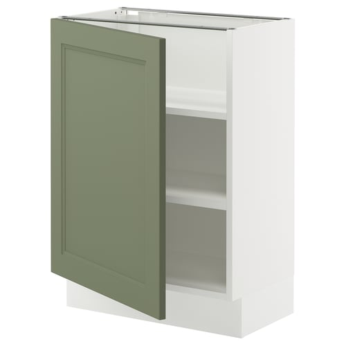 White ikea SEKTION kitchen cabinet with green door.