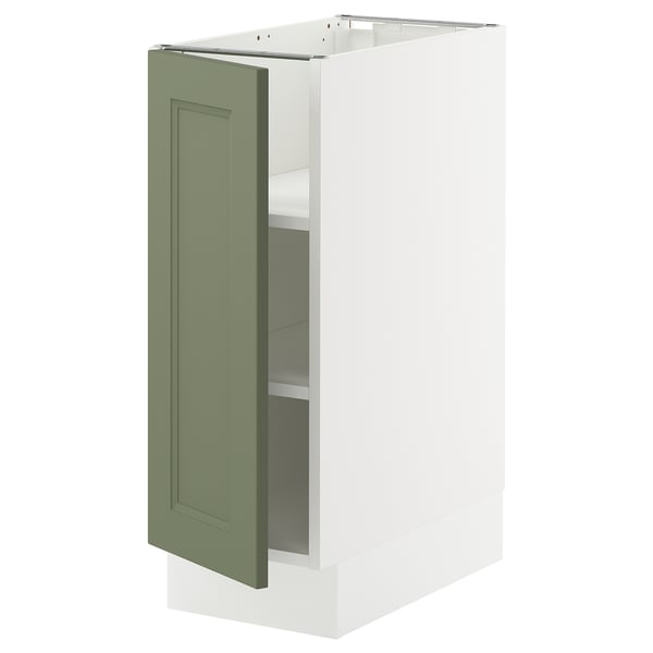 SEKTION Base cabinet with shelves, white/Axstad gray-green, 12x24x30 "