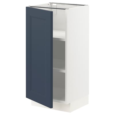 SEKTION Base cabinet with shelves, white Axstad/matte blue, 15x15x30 "