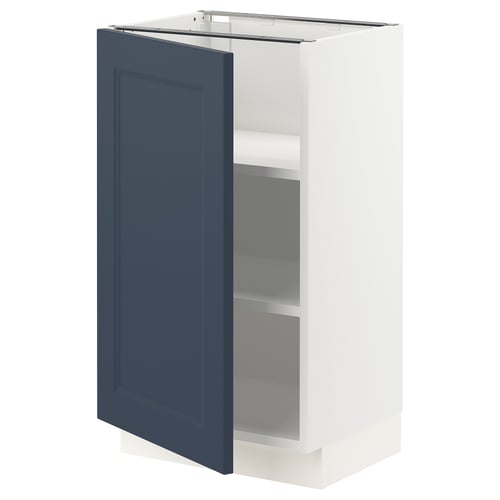 SEKTION kitchen cabinet in white with blue door, modern design, adjustable shelves.