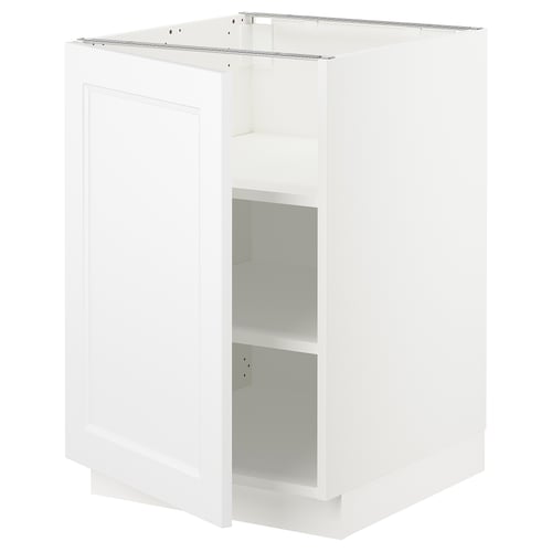 White ikea SEKTION kitchen cabinet with adjustable shelves and reversible door.