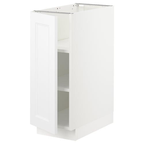 White SEKTION kitchen cabinet with adjustable shelves and modern design.