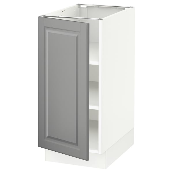 SEKTION Base cabinet with shelves, white/Bodbyn gray, 15x24x30 "