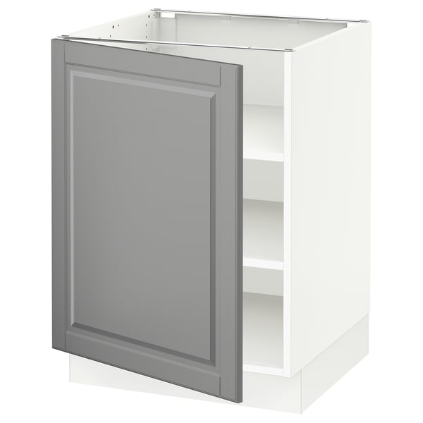 SEKTION Base cabinet with shelves, white/Bodbyn gray, 24x24x30 "