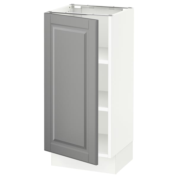 SEKTION Base cabinet with shelves, white/Bodbyn gray, 15x15x30 "