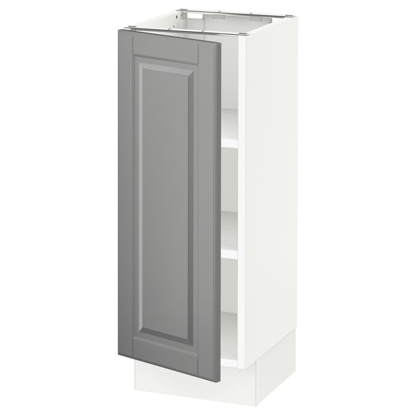 SEKTION Base cabinet with shelves, white/Bodbyn gray, 12x15x30 "