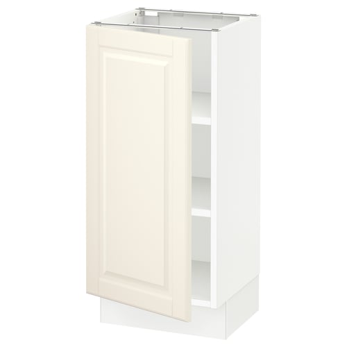 SEKTION kitchen cabinet in off-white with adjustable shelves and soft-close hinge.