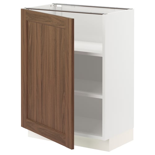 Walnut ikea SEKTION kitchen cabinet, open, white & sturdy. Or, for even fewer characters: open ikea SEKTION walnut cabinet.