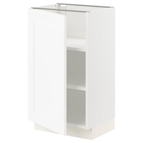 White ikea SEKTION kitchen cabinet with glass door; modern, rectangular, minimalist design.
