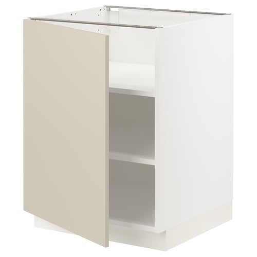 SEKTION white kitchen cabinet with beige door, square shape, smooth finish.
