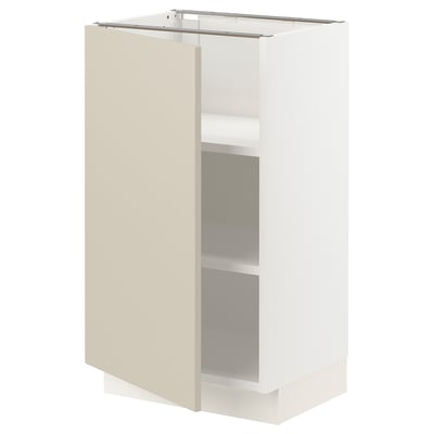 SEKTION Base cabinet with shelves, white/Havstorp beige, 18x15x30 "