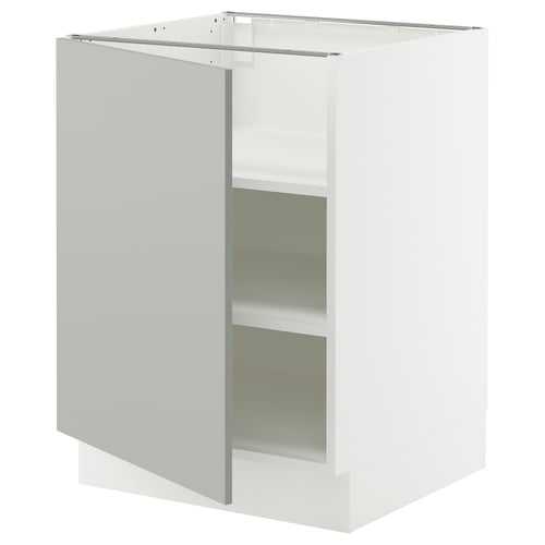 White SEKTION kitchen cabinet with grey doors, square, modern design.
