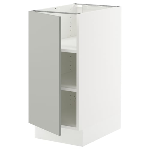 White ikea SEKTION tall kitchen cabinet, one shelf. Alternatively: white ikea SEKTION tall cabinet, adjustable shelf.