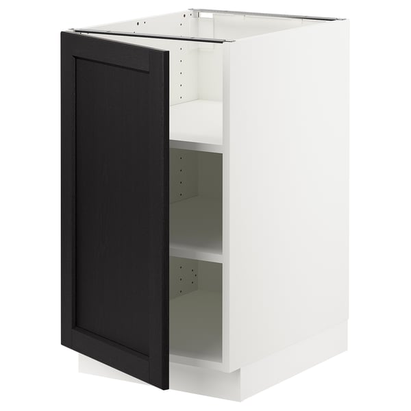 SEKTION Base cabinet with shelves, white/Lerhyttan black stained, 18x24x30 "