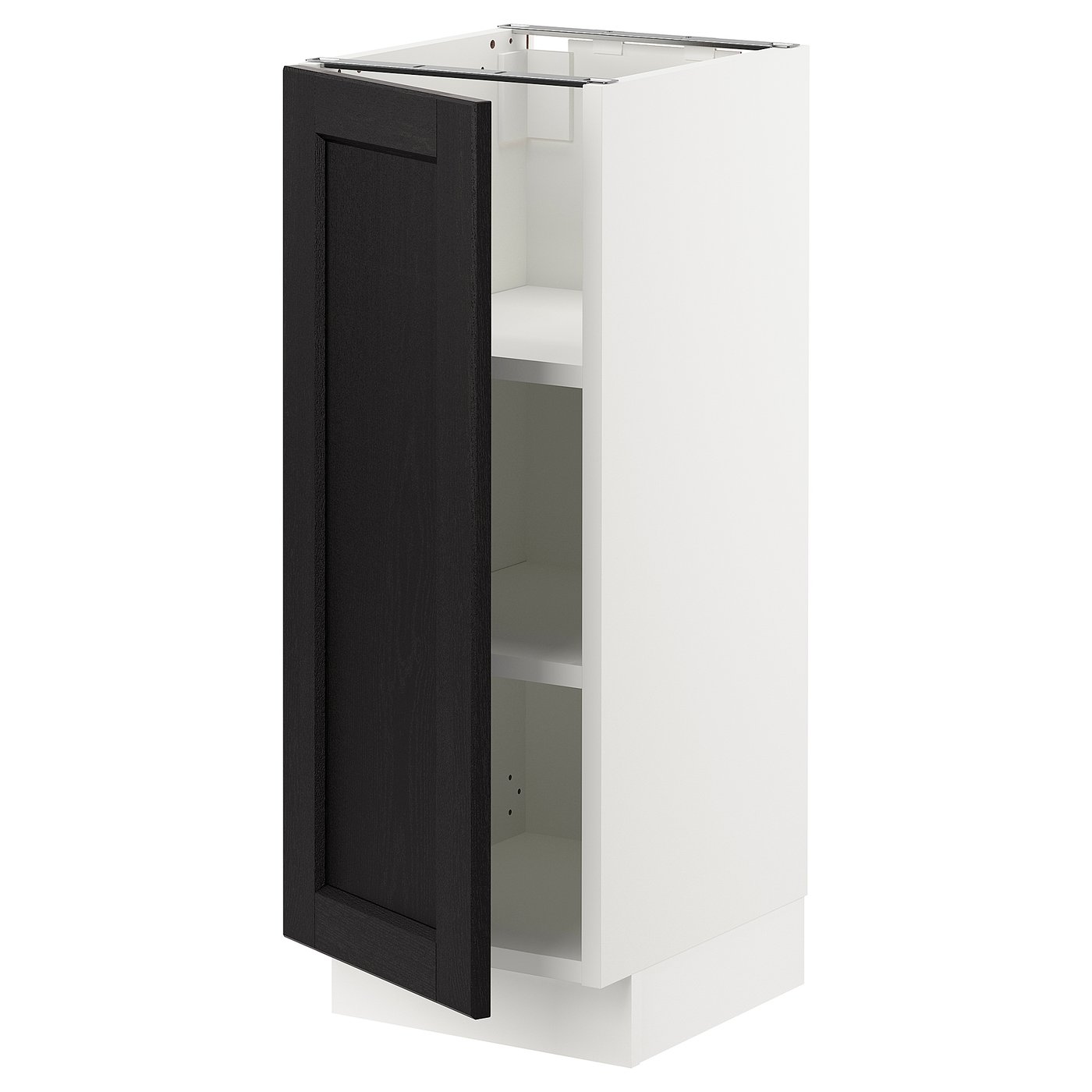 SEKTION Base cabinet with shelves, white, Lerhyttan black ...