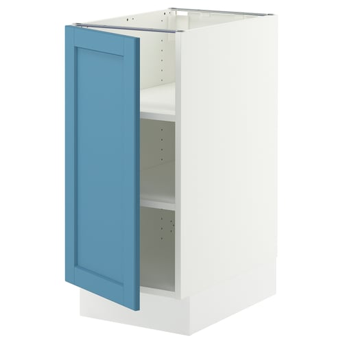SEKTION Base cabinet with shelves, white/Lerhyttan blue, 15x24x30 "