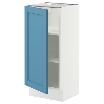 SEKTION Base cabinet with shelves, white/Lerhyttan blue, 15x15x30 "