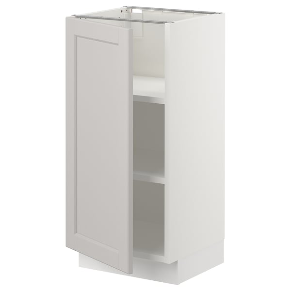 SEKTION Base cabinet with shelves, white/Lerhyttan light gray, 15x15x30 "