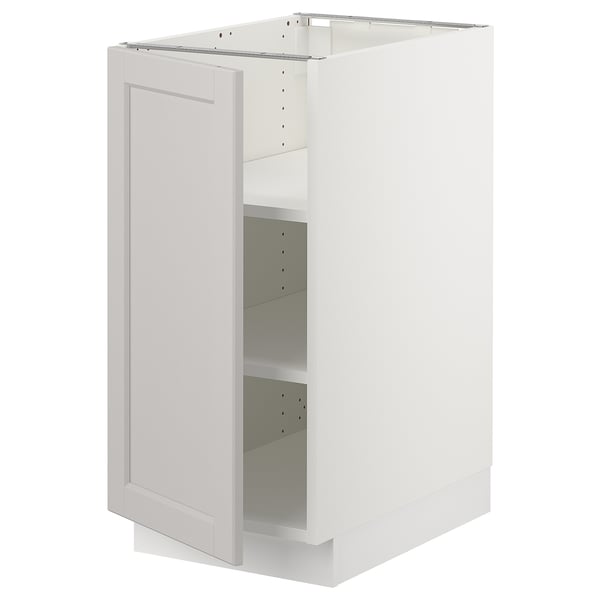 SEKTION Base cabinet with shelves, white/Lerhyttan light gray, 15x24x30 "
