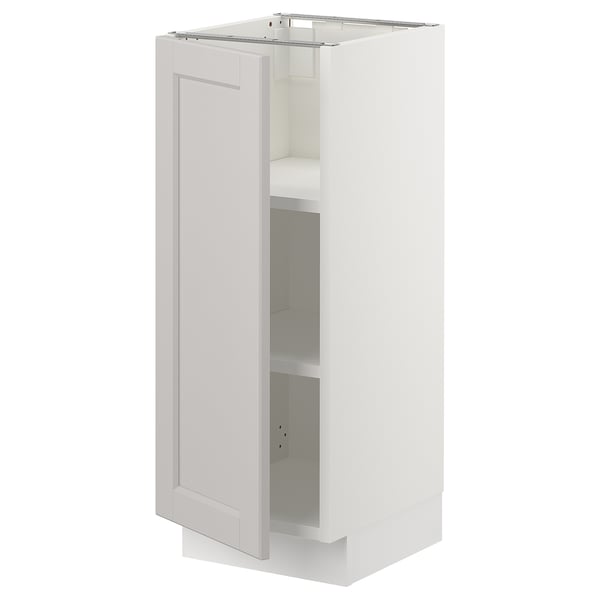 SEKTION Base cabinet with shelves, white/Lerhyttan light gray, 12x15x30 "