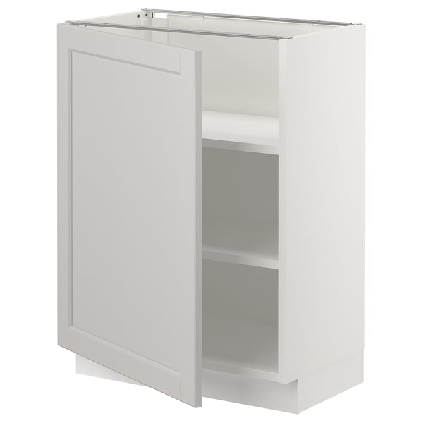 SEKTION Base cabinet with shelves, white/Lerhyttan light gray, 24x15x30 "
