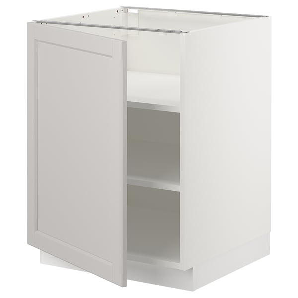 SEKTION Base cabinet with shelves, white/Lerhyttan light gray, 24x24x30 "