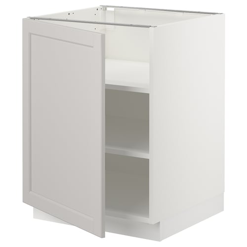 White SEKTION kitchen cabinet, classic design, metal shelves, traditional look.