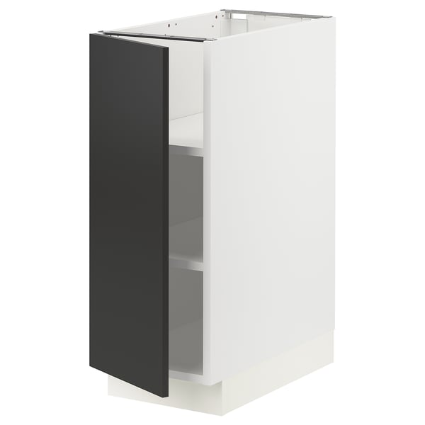 SEKTION Base cabinet with shelves, white/Nickebo matte anthracite, 12x24x30 "