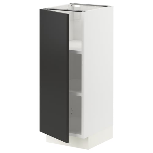 SEKTION kitchen cabinet, white with black door, adjustable shelves.