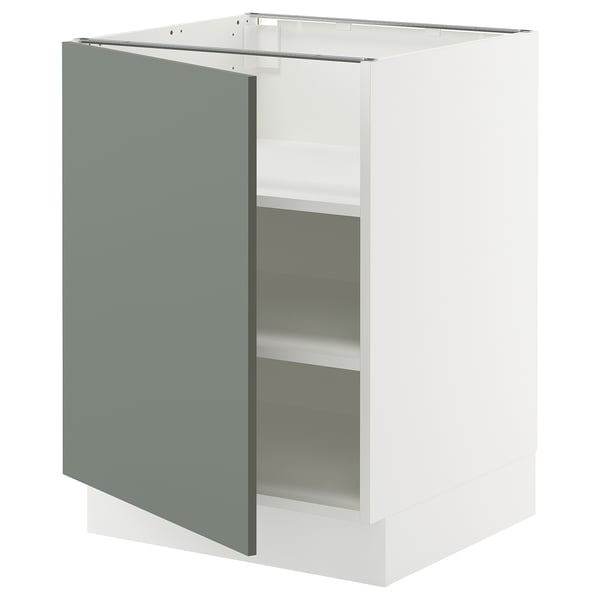SEKTION Base cabinet with shelves, white/Nickebo matte grey-green, 24x24x30 "