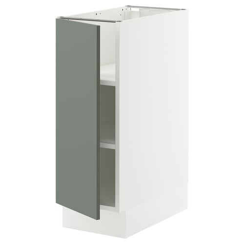 A white SEKTION kitchen cabinet with a greenish door, featuring modern, minimalist design and a sleek finish.