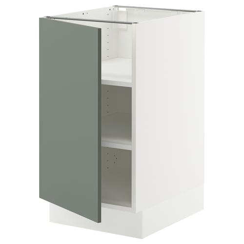 SEKTION kitchen cabinet, white with grey-green door, square shape, modern design.