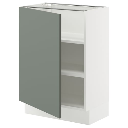 SEKTION kitchen cabinet, white & grey-green, 2 shelves, square shape, modern design.